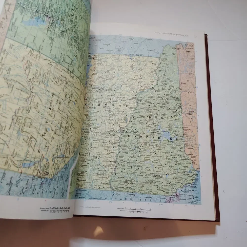 VTG 1973 Rand McNally World Atlas Imperial Edtn Oversized HC Burgundy Gold‑Foil